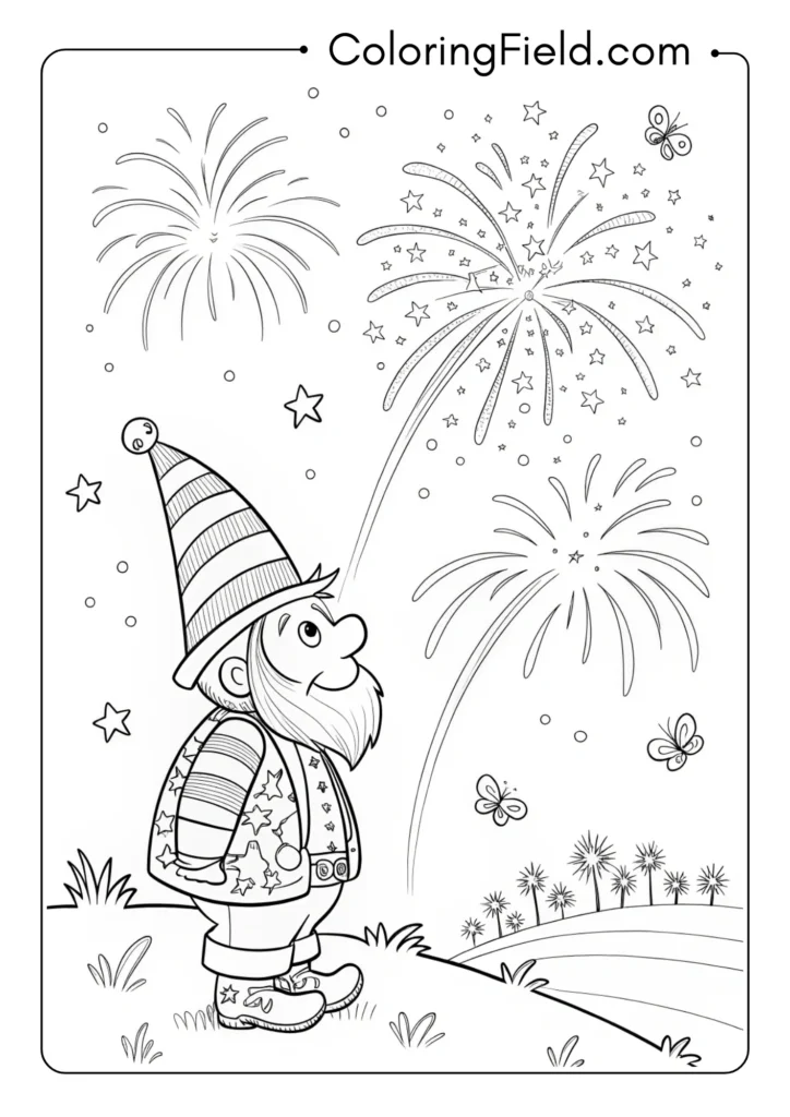 USA Gnome with Fireworks
