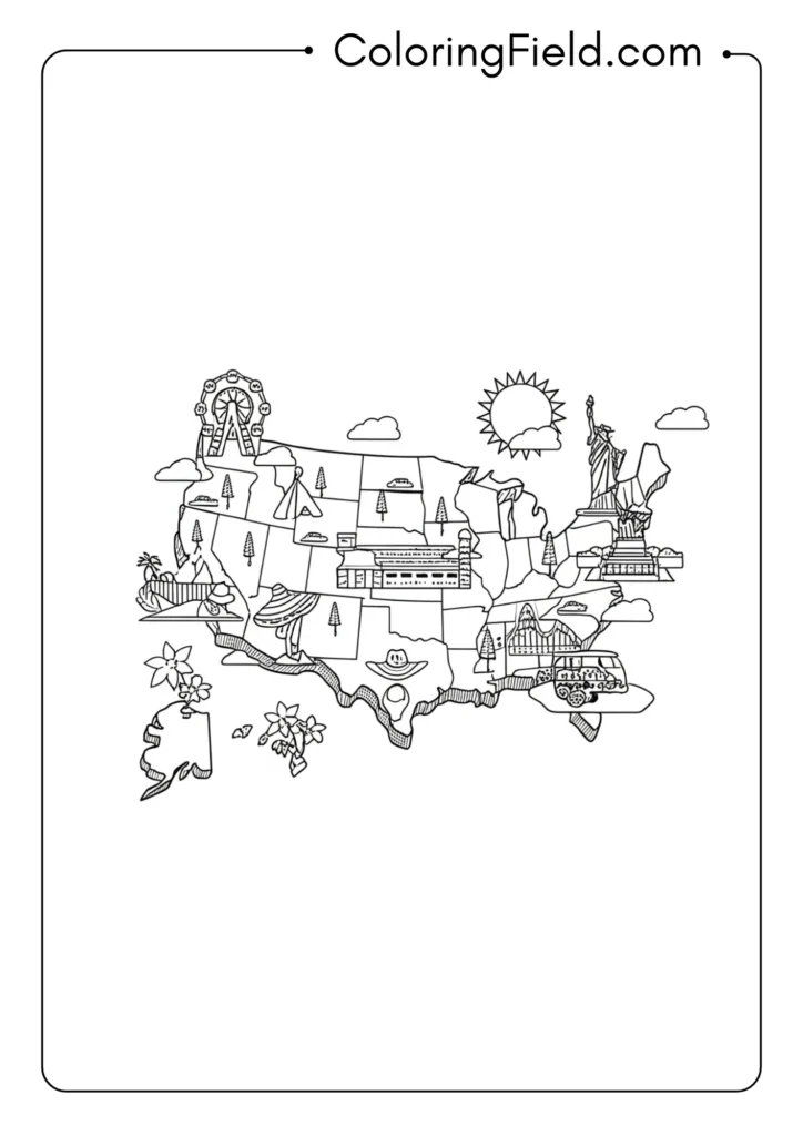 USA Map with Landmarks