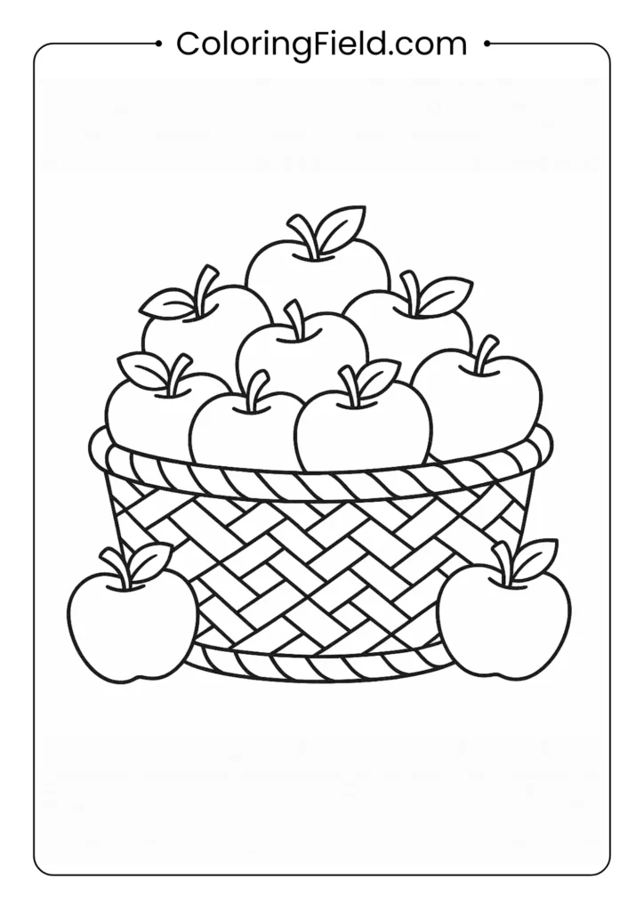 This beautifully woven basket is filled to the brim with shiny red and green apples, ready for baking or snacking.