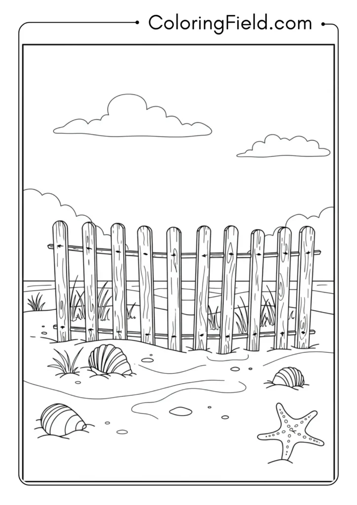 Beach fence outline coloring page