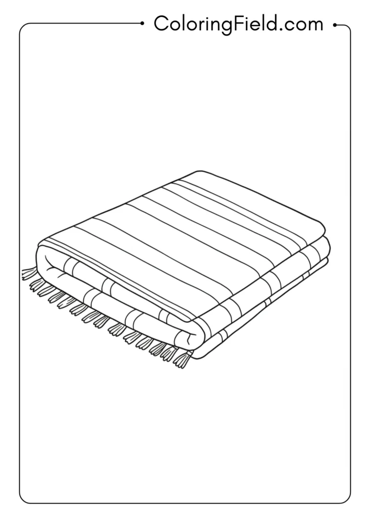Beach towel folded coloring page