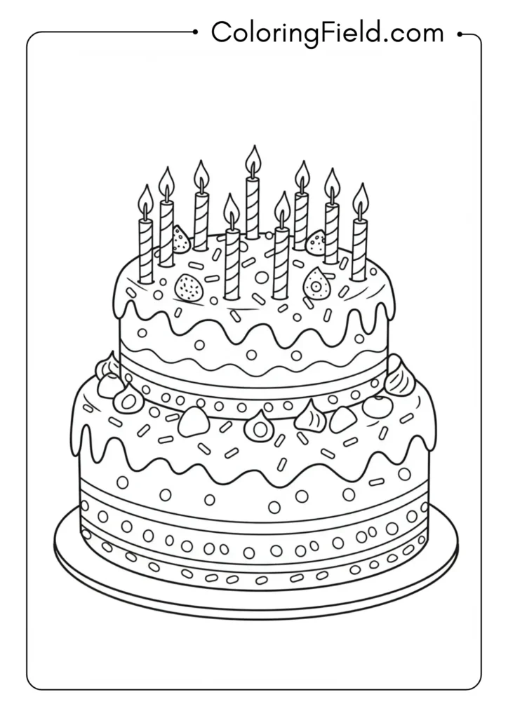 Birthday cake coloring page