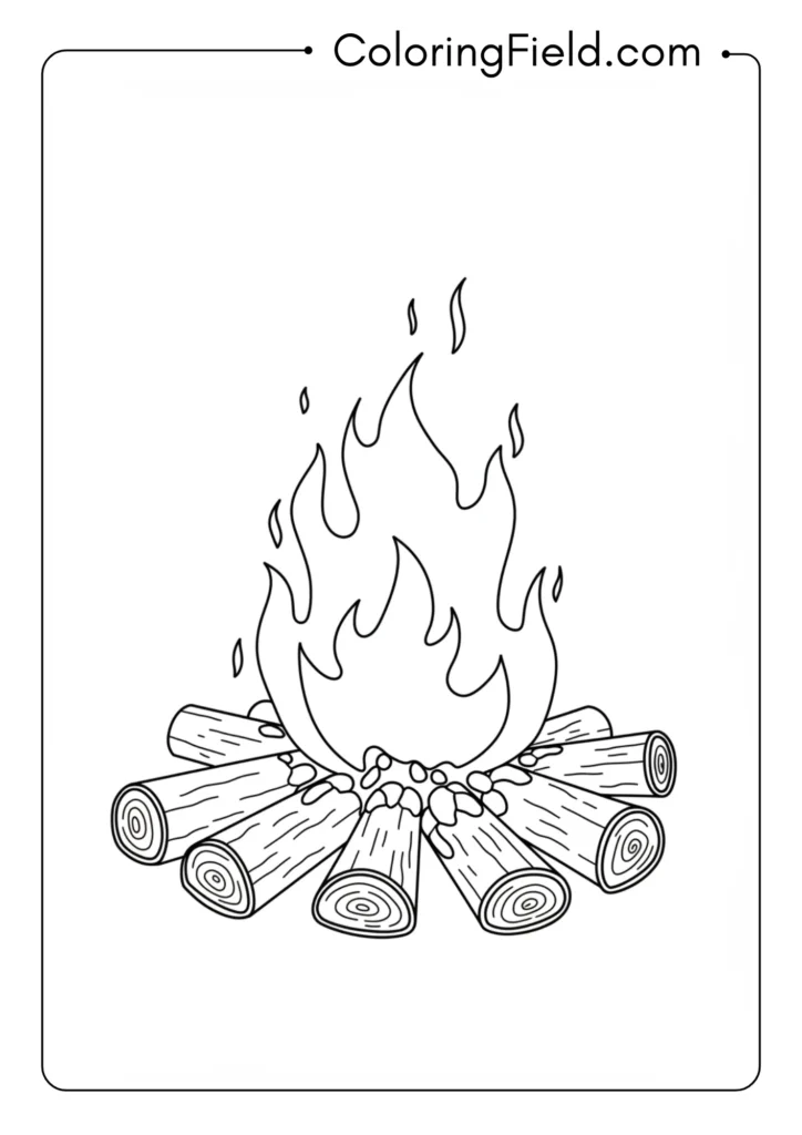 Campfire with logs coloring page