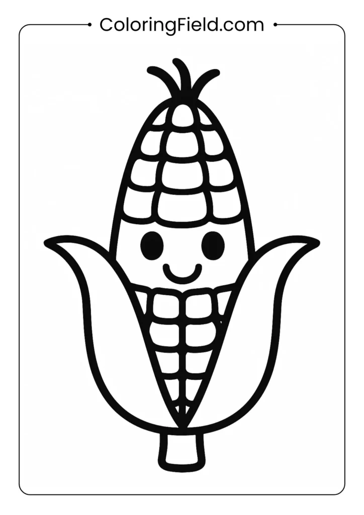 This happy ear of corn is all smiles! With its super thick outlines, it's a simple and cheerful page for any toddler.