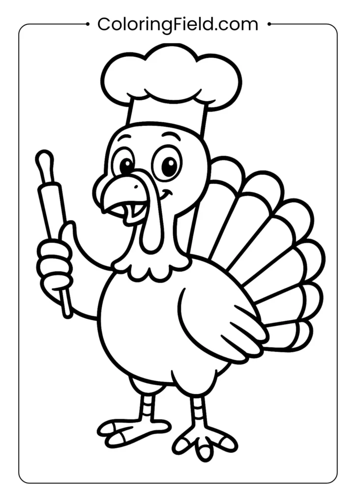 Look who's cooking! This turkey is dressed as a chef, complete with a hat and baster, ready to whip up a holiday feast.