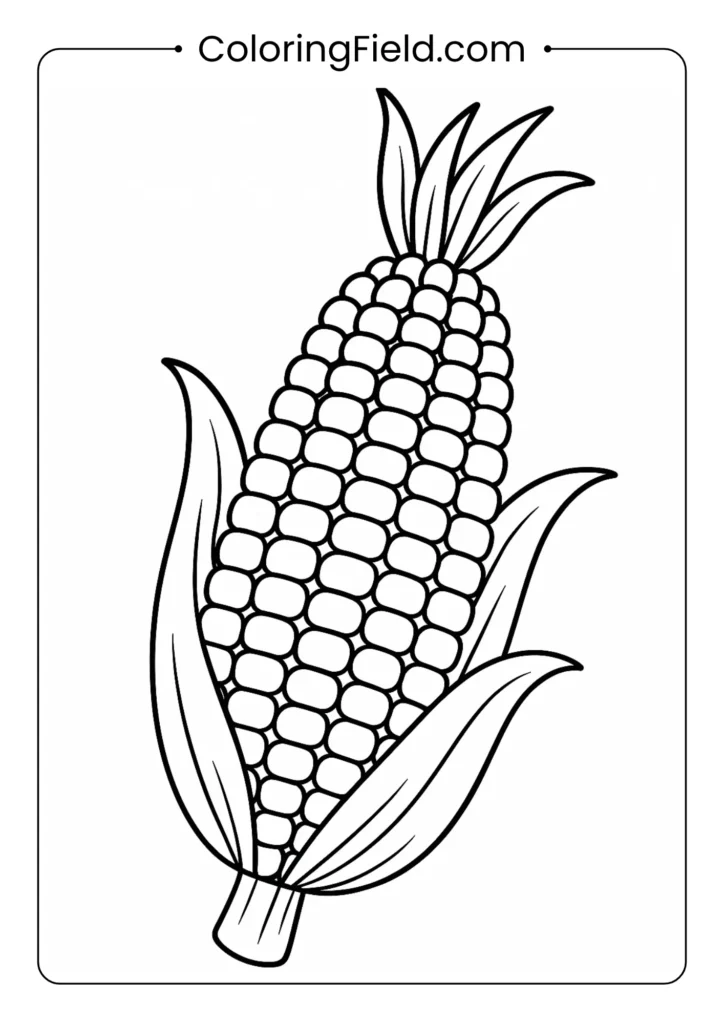 Explore the beautiful colors of the harvest by coloring this detailed ear of Indian corn, known for its multicolored kernels.