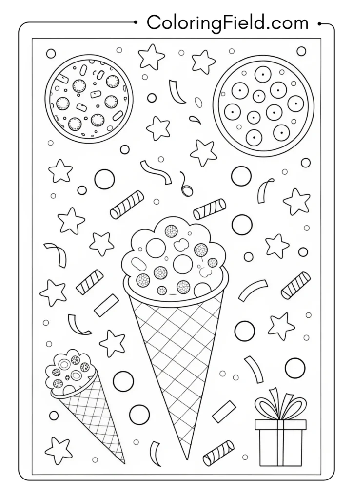 Confetti pieces coloring page