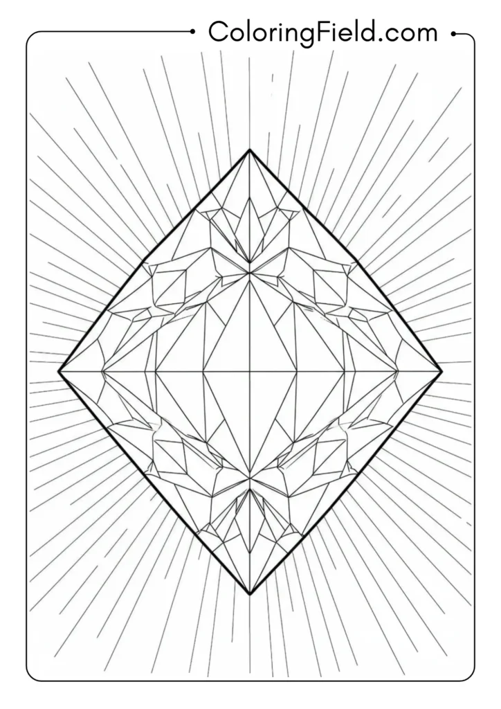 Diamond pattern with sun rays coloring page