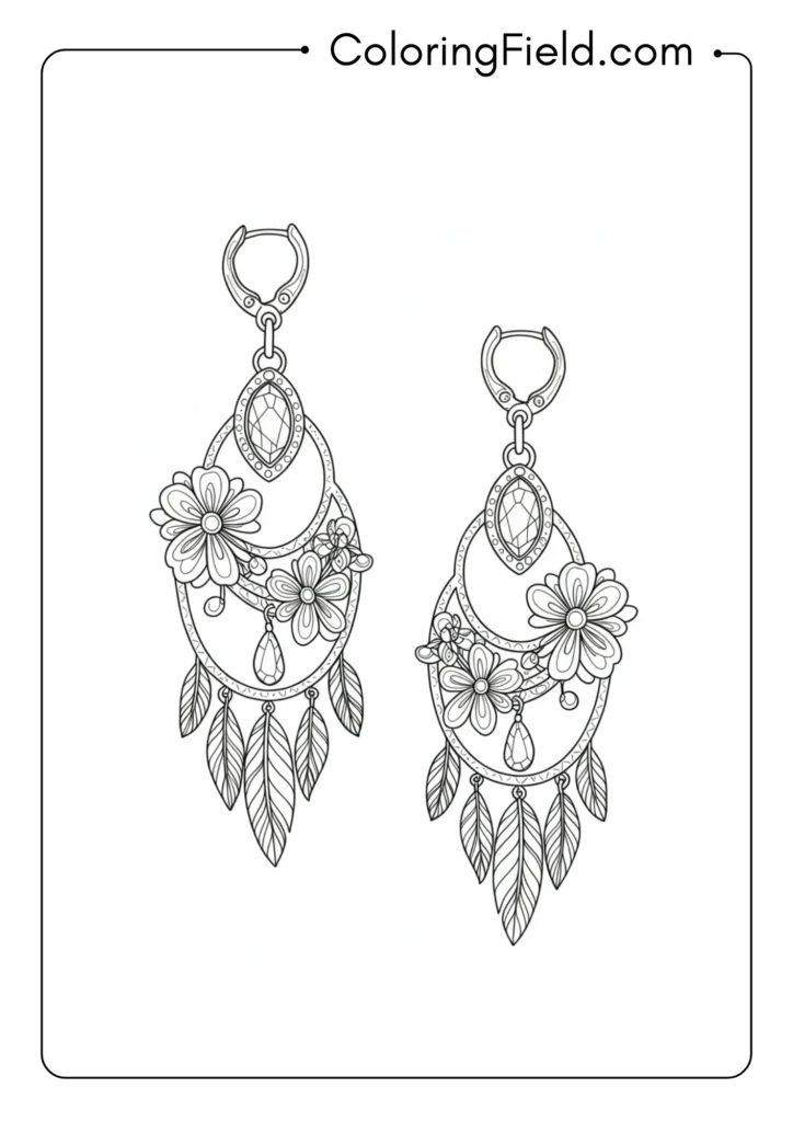 Earrings pair coloring page
