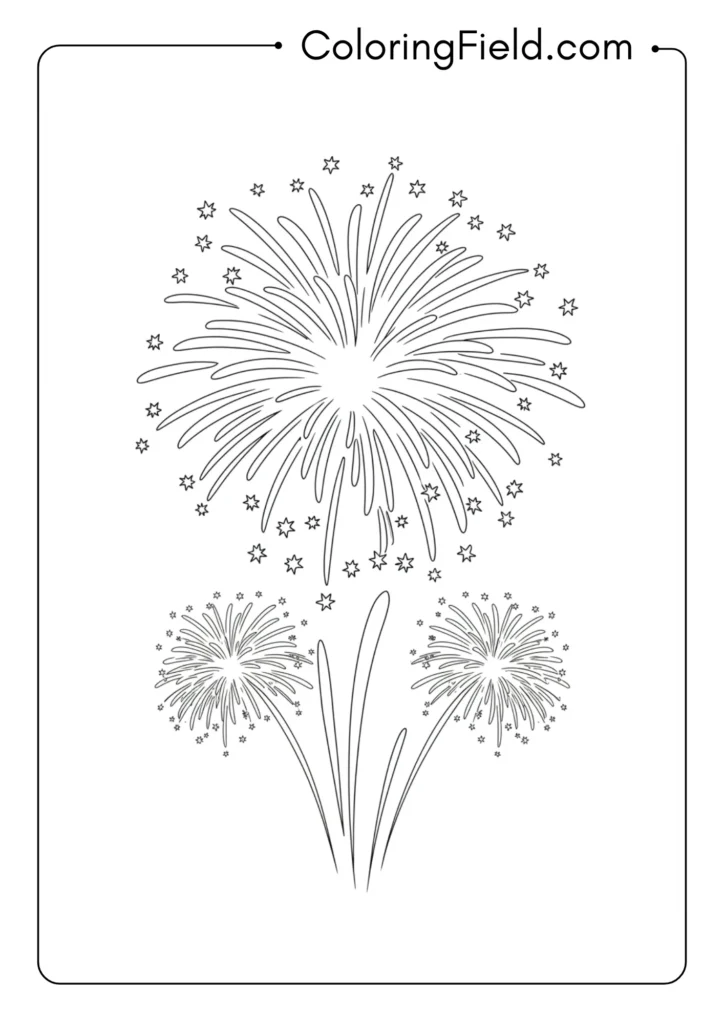 Fireworks burst coloring page