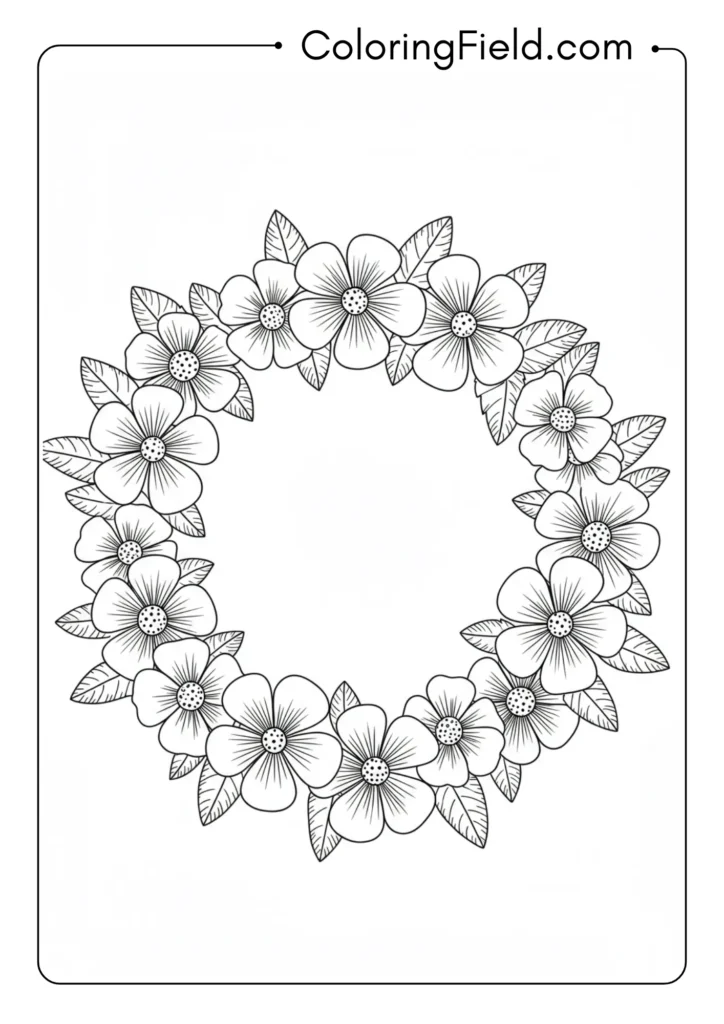 Flower crown coloring page