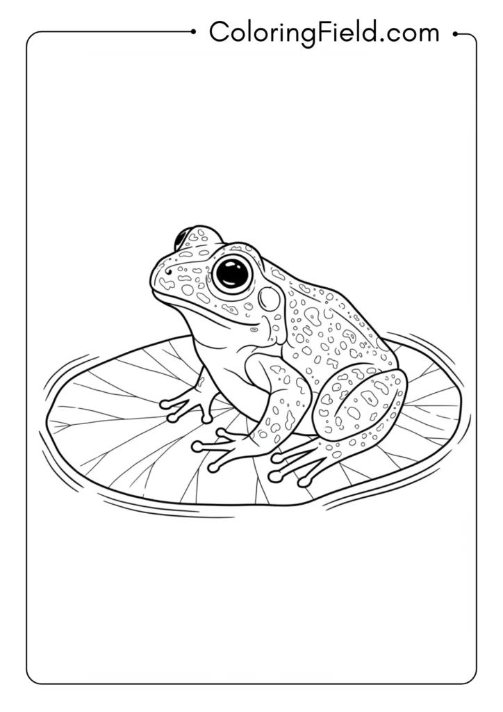 Frog on lily pad coloring page