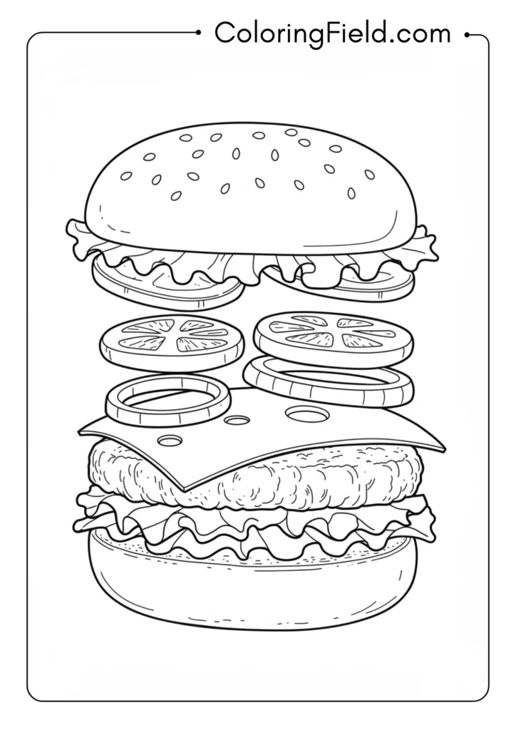 Hamburger layers coloring page