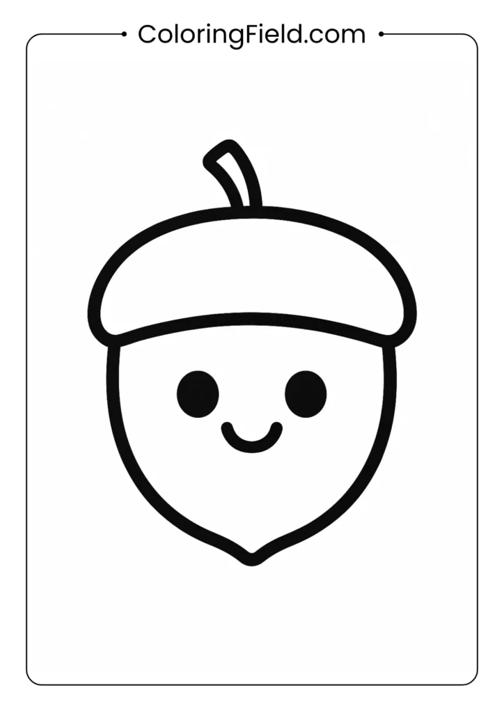 A smiling acorn friend! This cute and simple page is perfect for a quick and fun autumn coloring session.