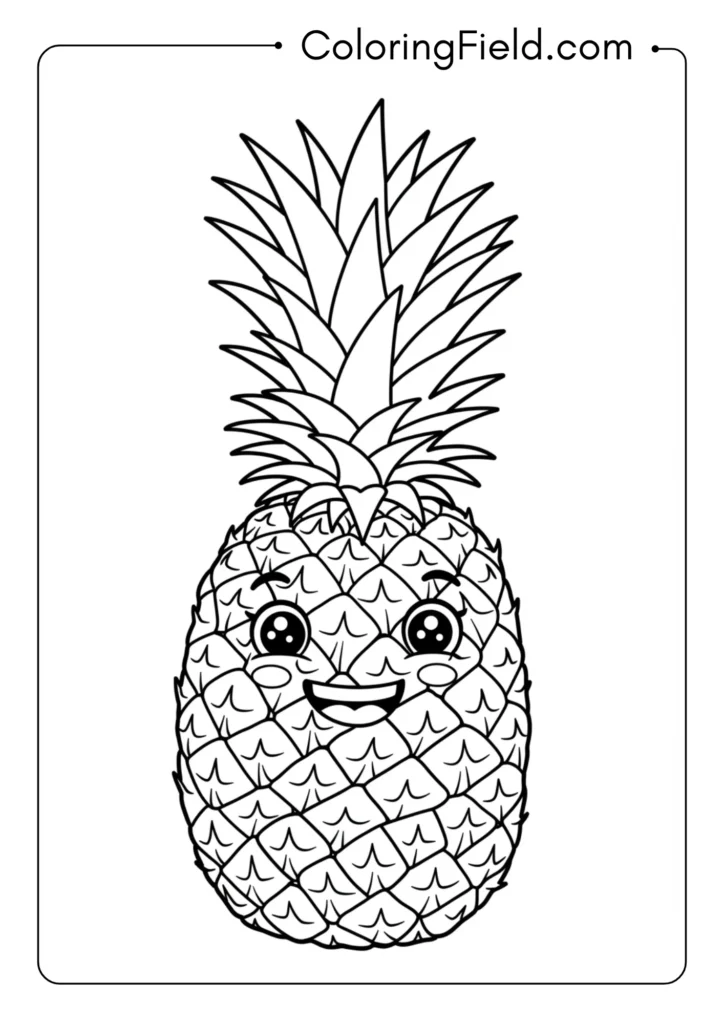 Happy pineapple coloring page