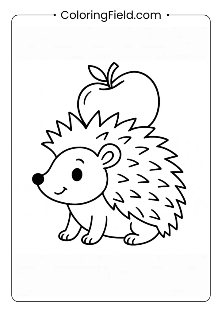 This adorable hedgehog is doing his part for the feast, carrying a perfect red apple on his back.