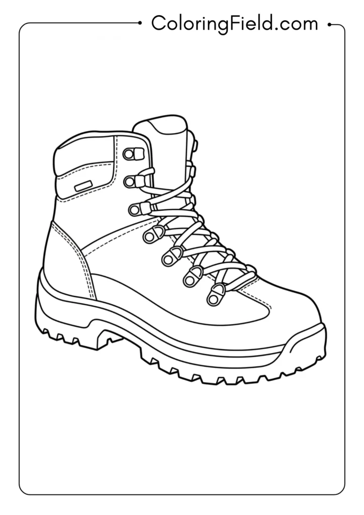Hiking boot coloring page