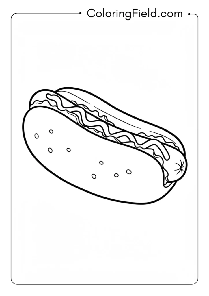 Hot dog outline coloring page