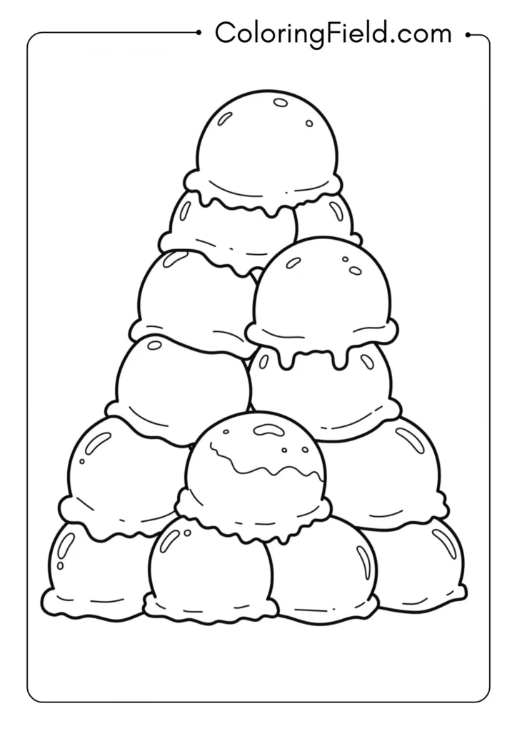 Ice cream scoop stack coloring page