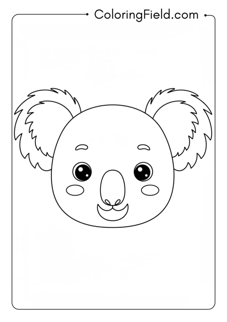 Koala face coloring page
