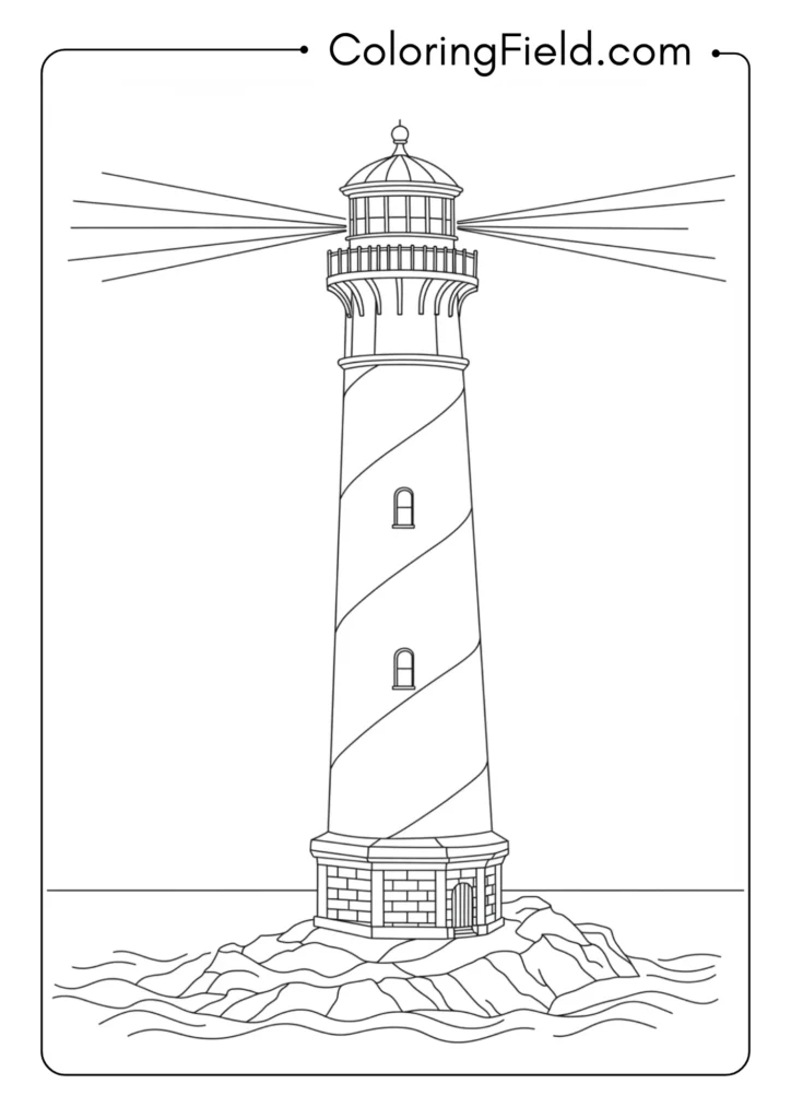 Lighthouse with stripes coloring page