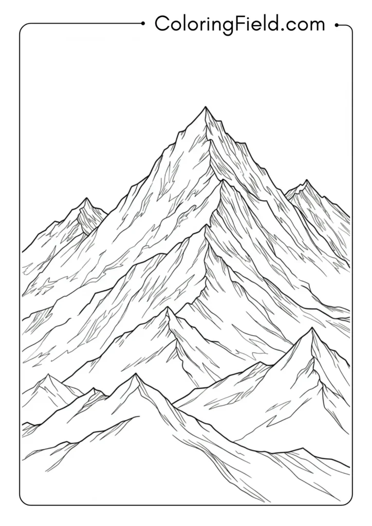 Mountain outline coloring page