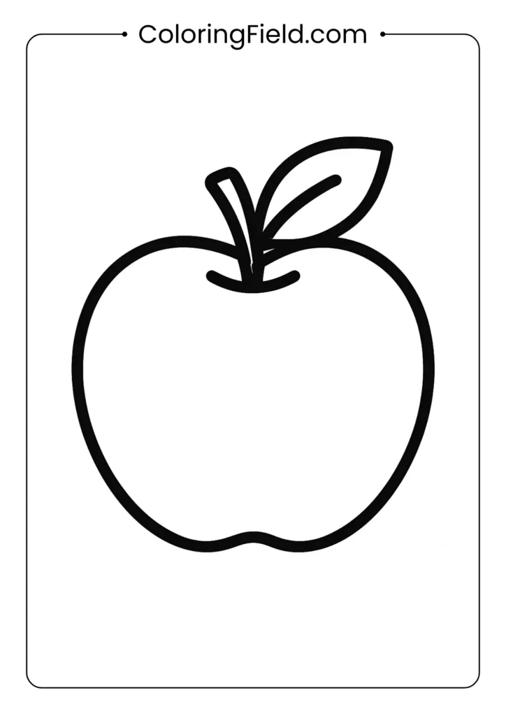 An apple a day keeps the wiggles away! This cute and simple apple with a single leaf is a perfect introduction to coloring.