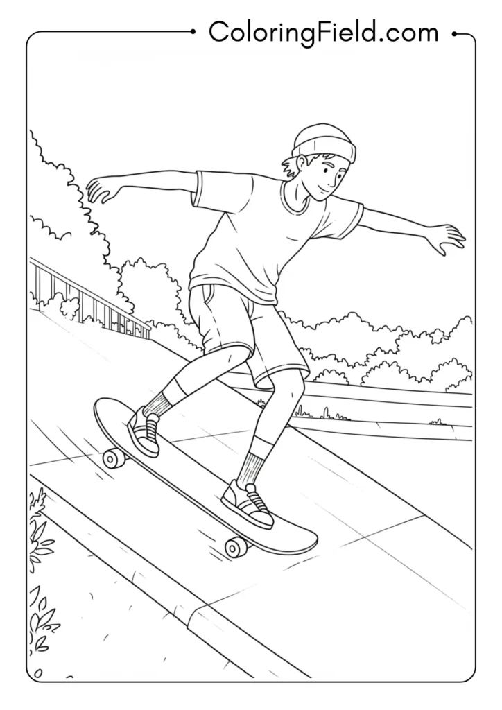 Person skateboarding coloring page