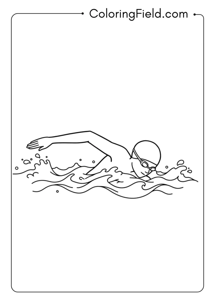 Person swimming outline coloring page