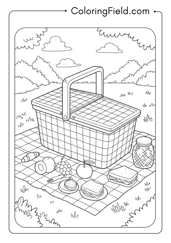 Picnic basket coloring page