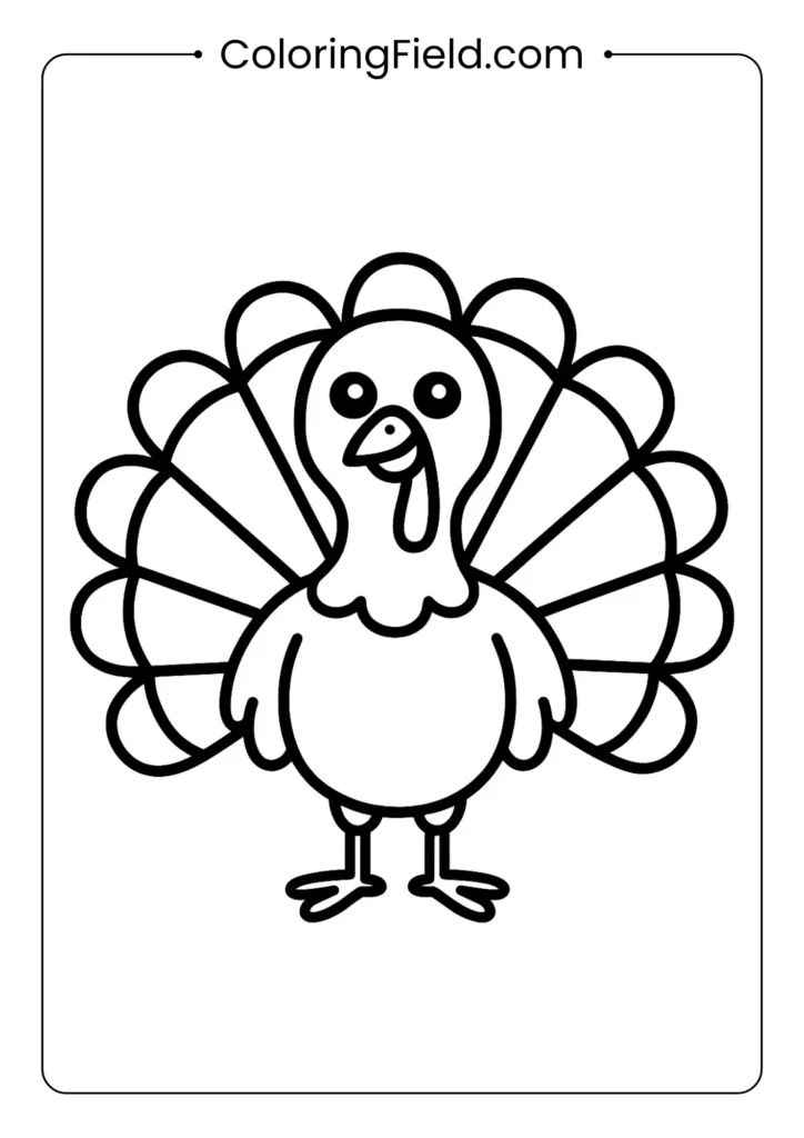 This turkey is showing off! Kids will love coloring in each detailed feather on this proud Tom Turkey, the star of your Thanksgiving.