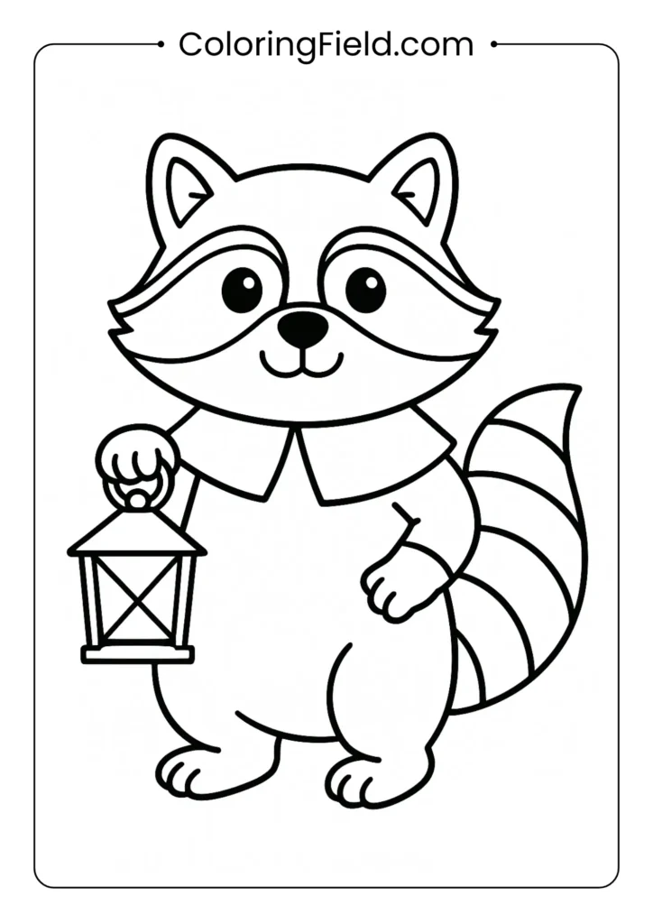 This helpful raccoon is lighting the way with a lantern, all dressed up for the holiday in a fancy Pilgrim collar.