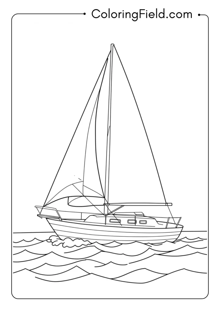 Sailboat on water coloring page