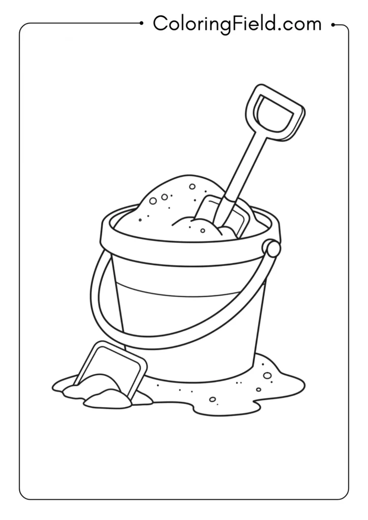 Sand bucket with shovel coloring page