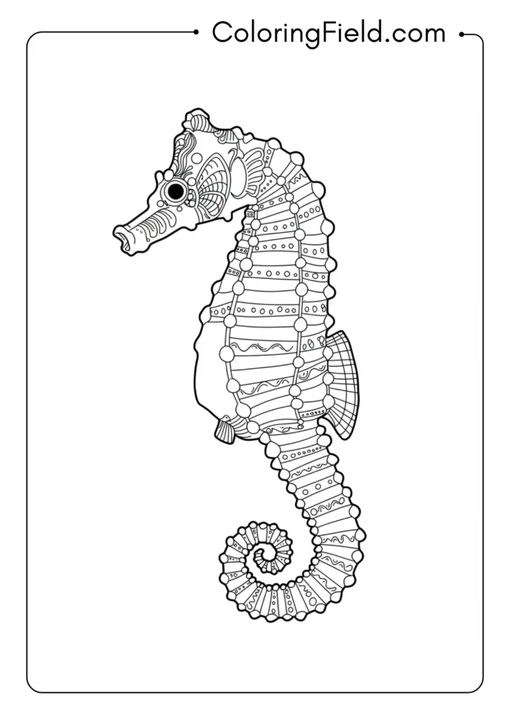 Seahorse silhouette coloring page