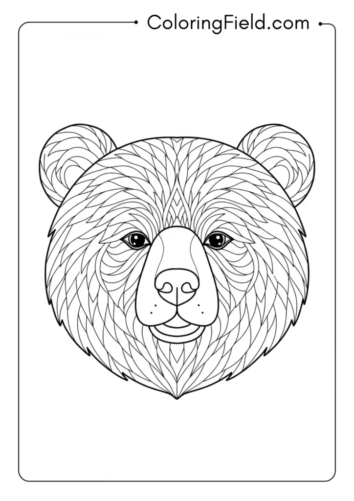 Simple bear face coloring page