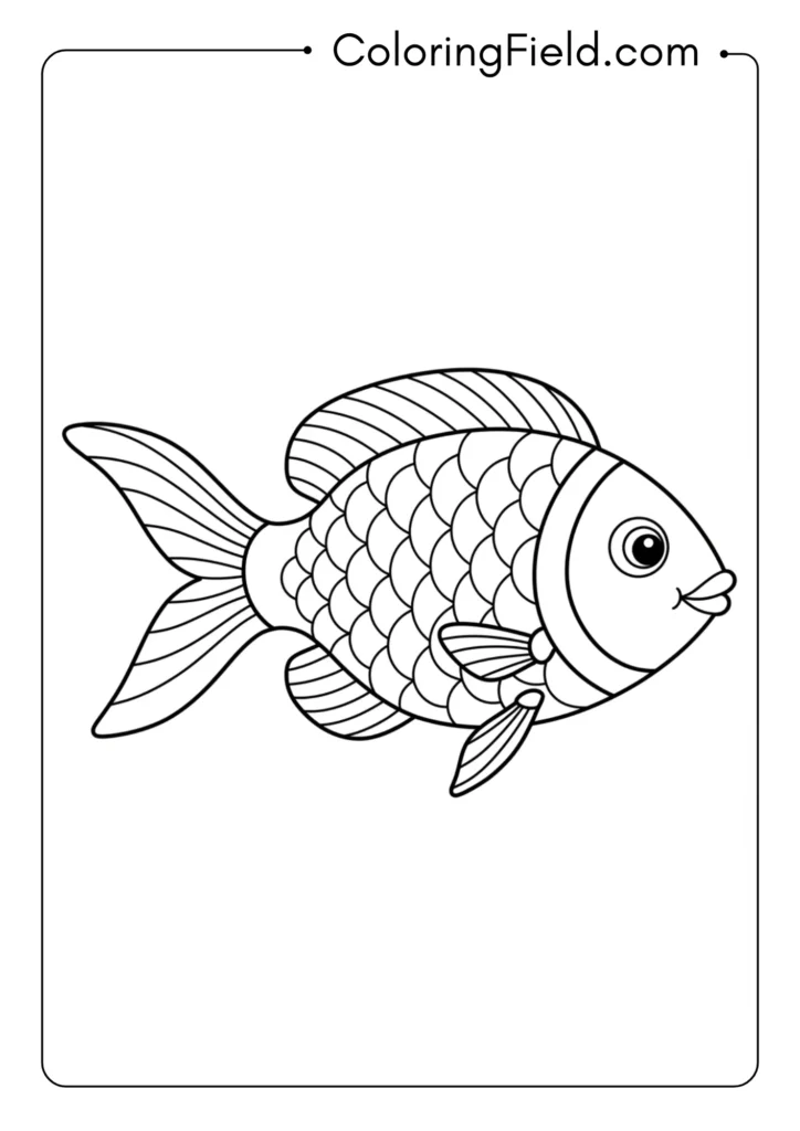 Simple fish swimming coloring page