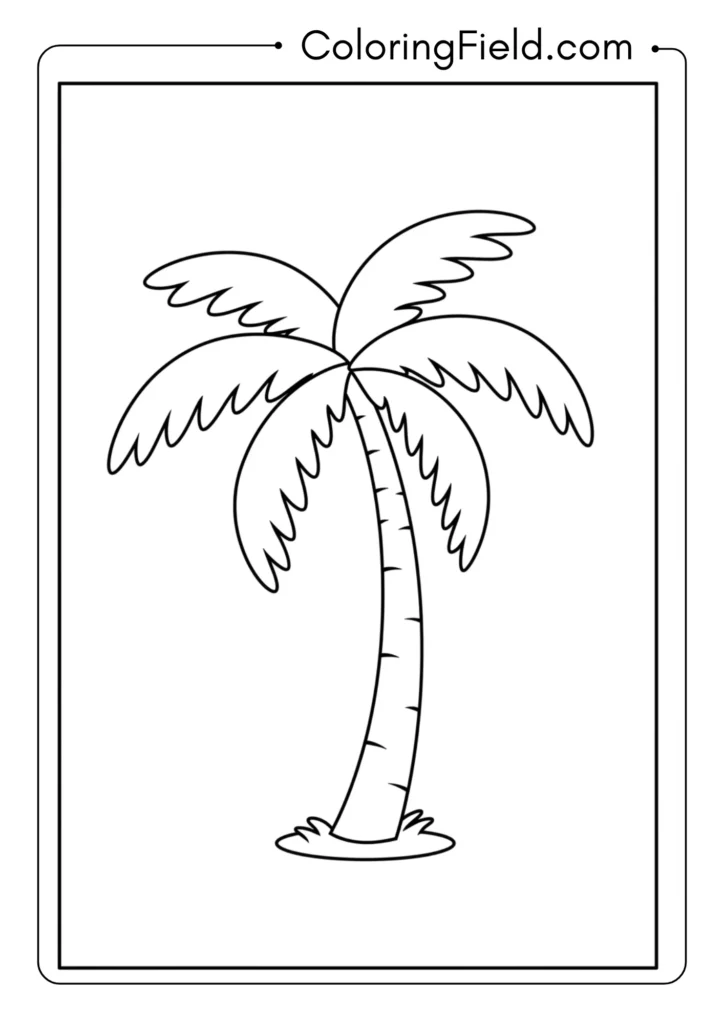 Simple palm tree coloring page