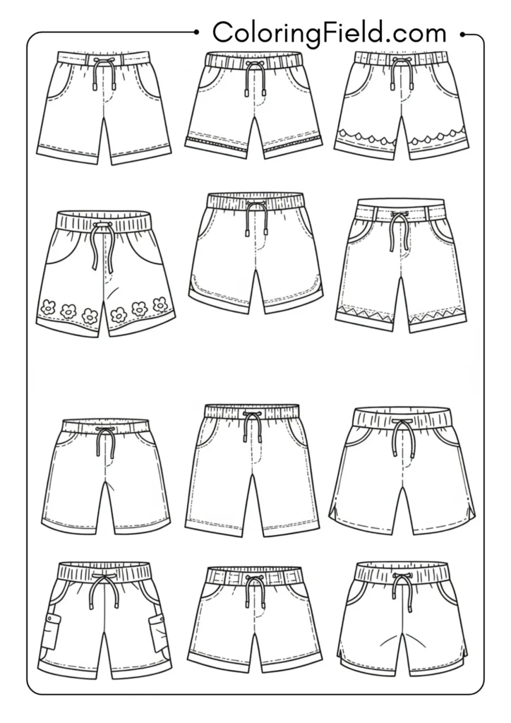 Simple shorts coloring page