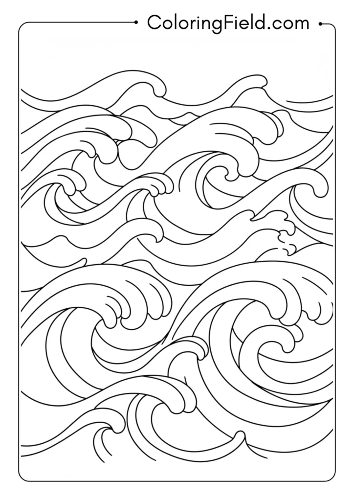 Simple wave pattern coloring page