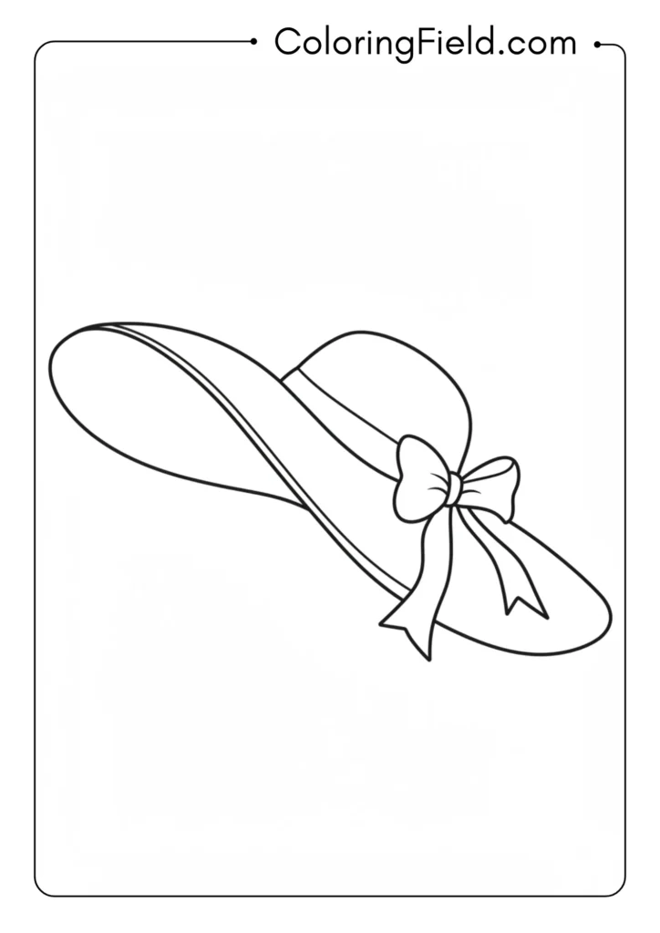 Sun hat with ribbon coloring page