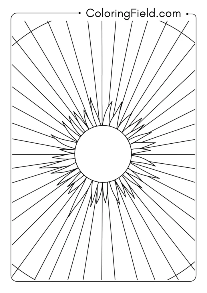 Sun rays radiating coloring page
