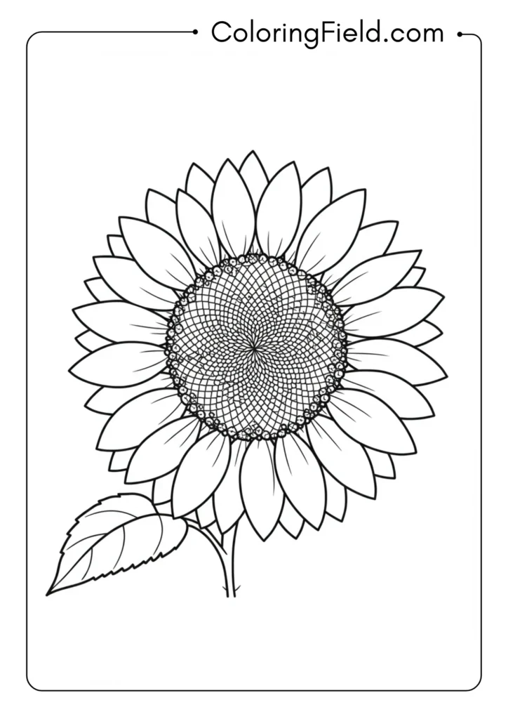 Sunflower with petals coloring page