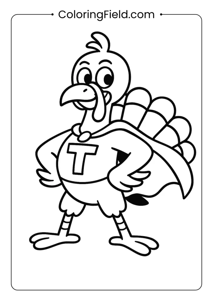 It's a bird, it's a plane, it's Super Turkey! This heroic turkey with a "T" on his cape is ready to save the holiday.