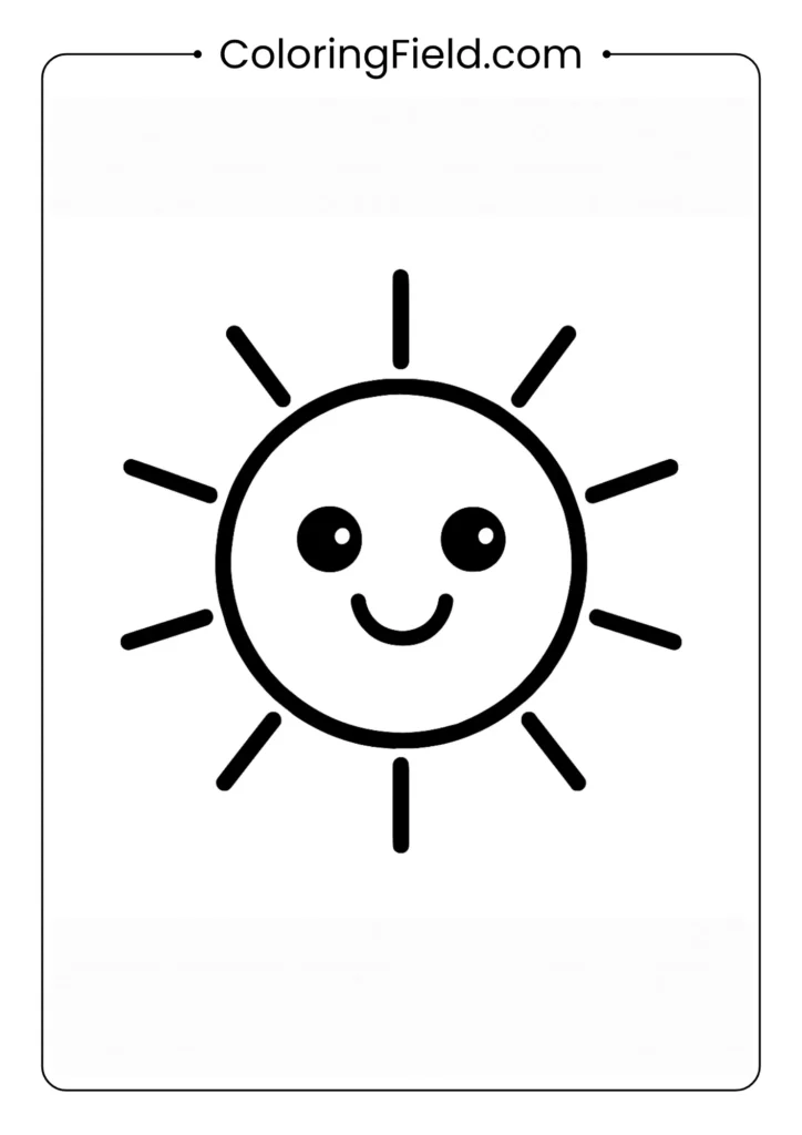 Let the sunshine in with this smiling sun coloring page. Its simple, happy face will brighten any toddler's day.