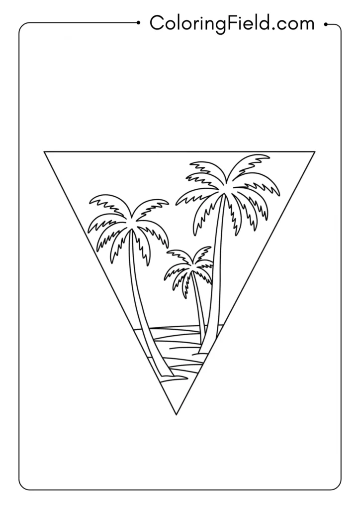 Triangle design with palm trees coloring page
