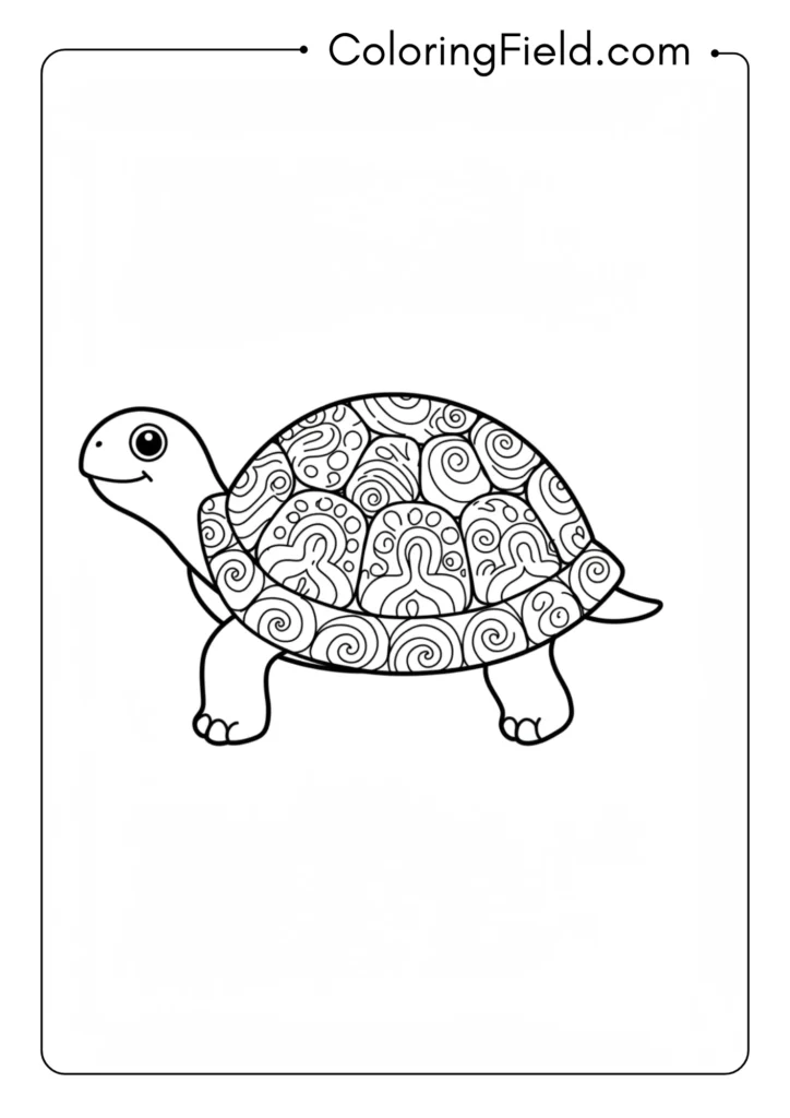 Turtle with shell pattern coloring page