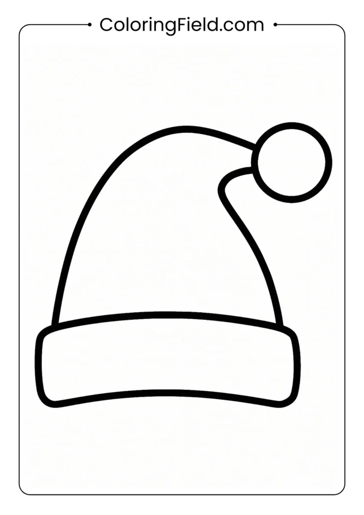Large Santa hat outline coloring page for toddlers with thick lines