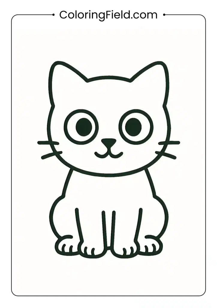Kitten with oversized eyes sitting upright.