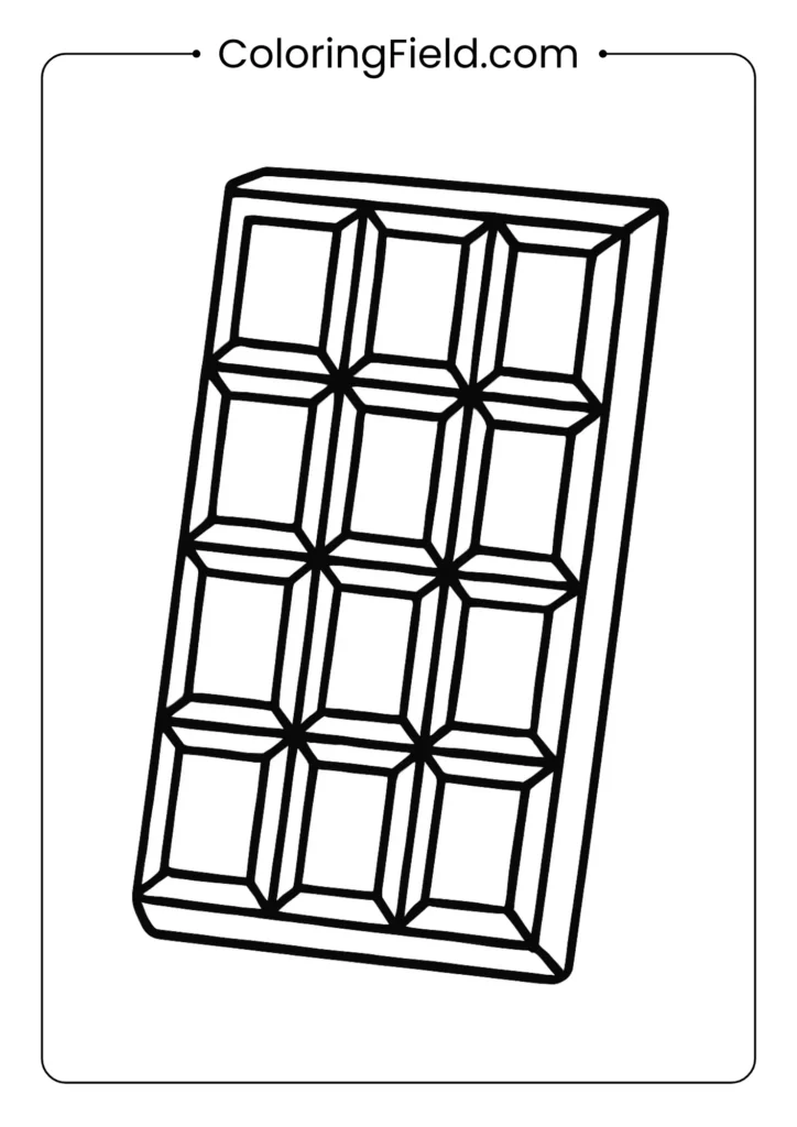 Chocolate bar coloring page divided into rectangular segments